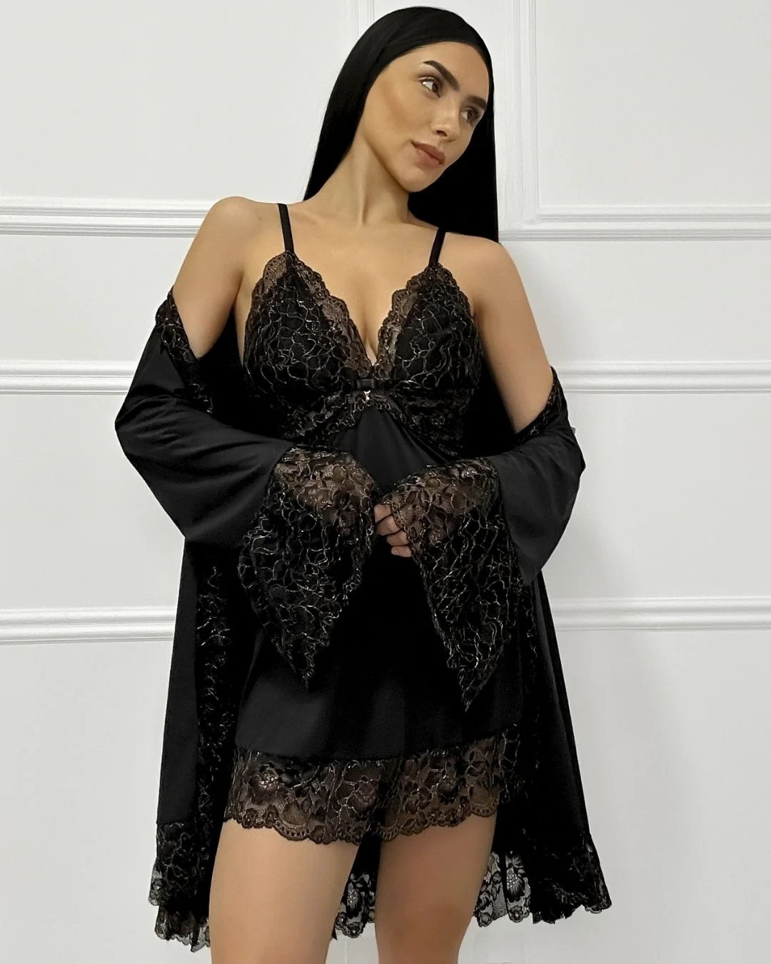 Conjunto Deméter - Camisola + Robe e Calcinha