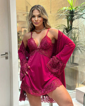 Conjunto Héstia - Camisola + Robe e Calcinha