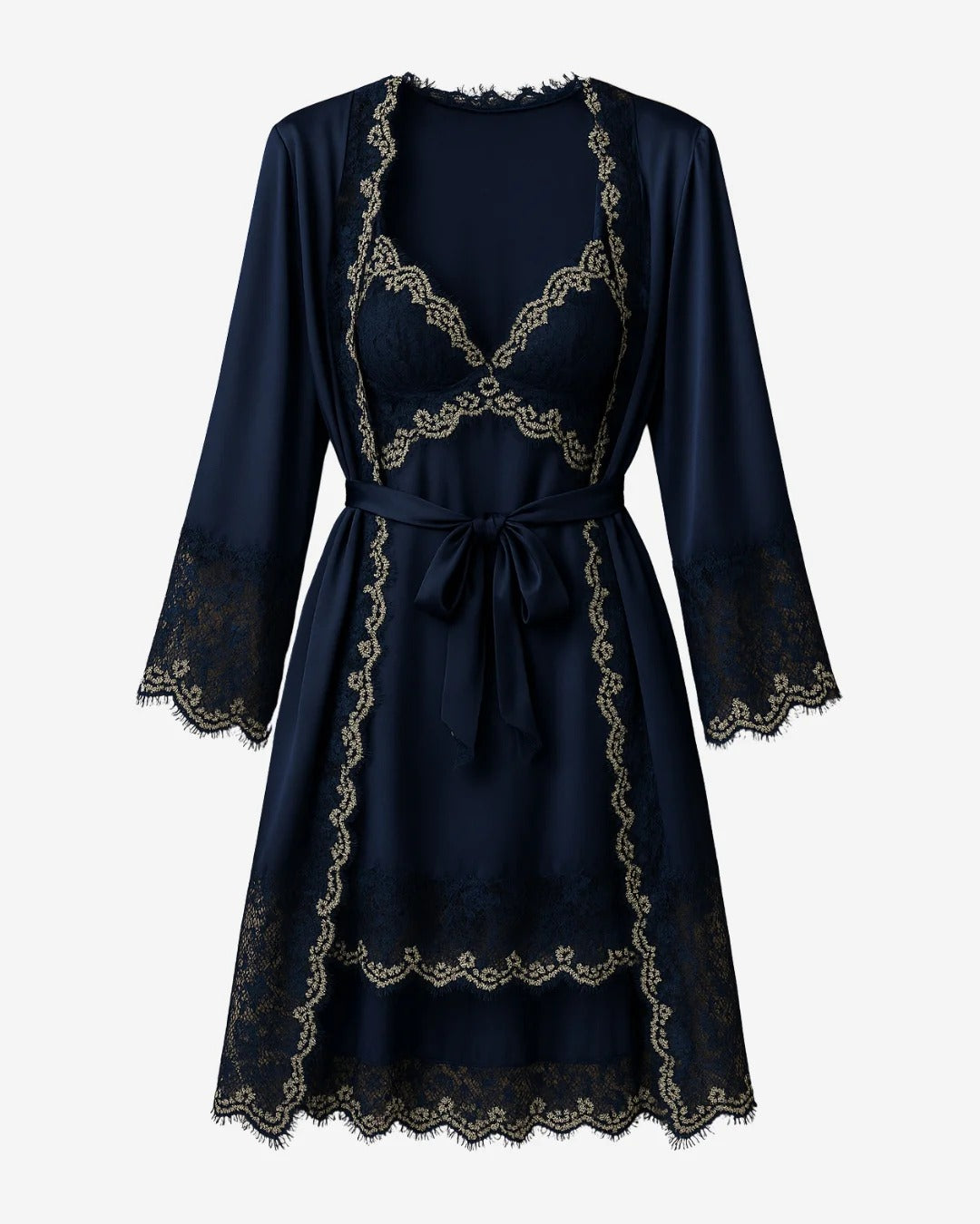 Conjunto Opium - Camisola + Robe e Calcinha