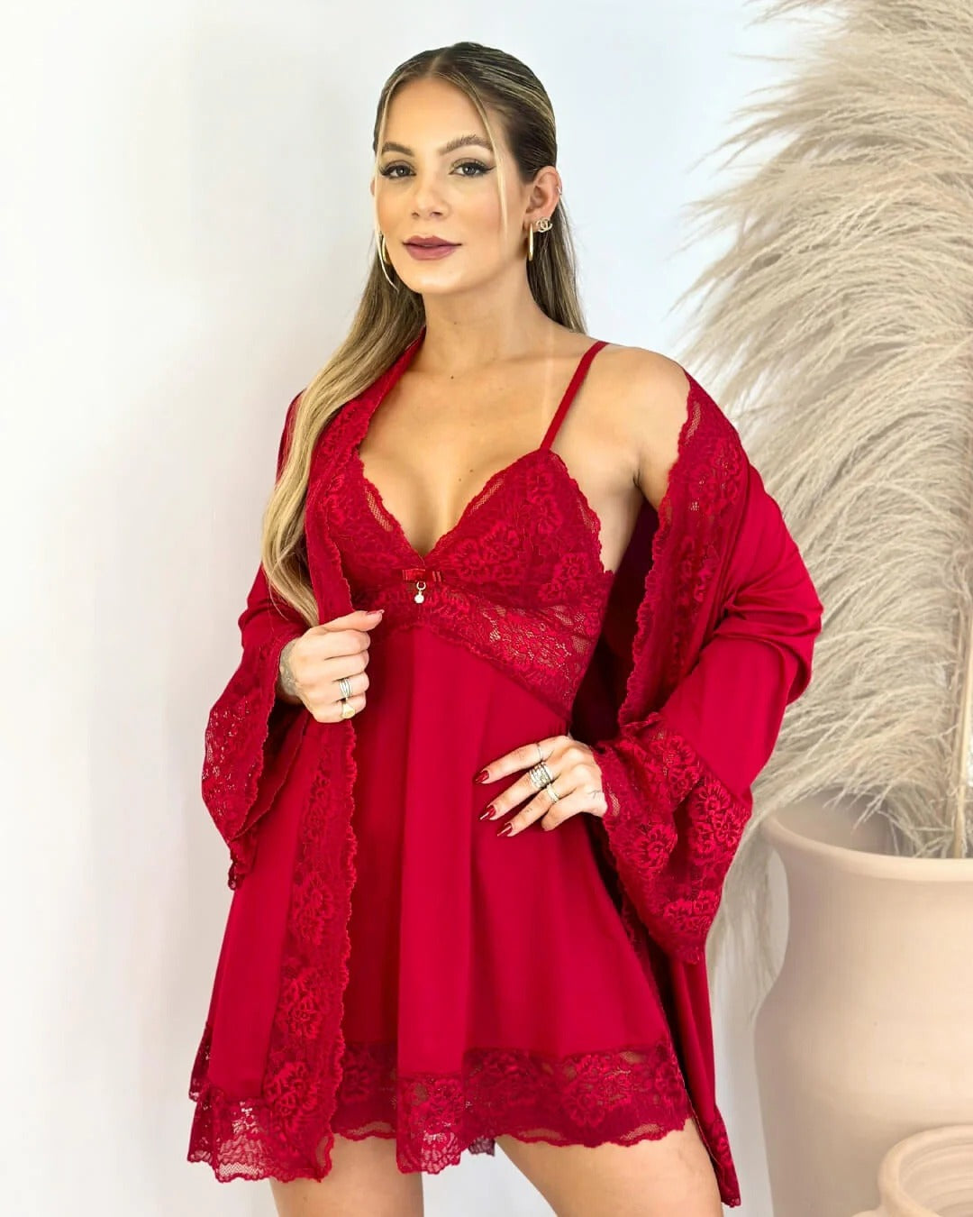 Conjunto Afrodite - Camisola + Robe e Calcinha
