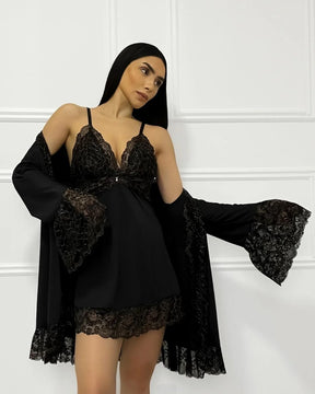 Conjunto Deméter - Camisola + Robe e Calcinha