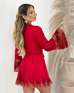 Conjunto Antéria - Camisola + Robe e Calcinha