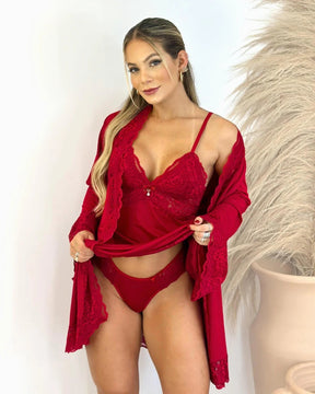 Conjunto Afrodite - Camisola + Robe e Calcinha