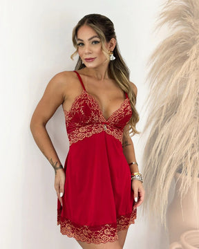 Conjunto Antéria - Camisola + Robe e Calcinha