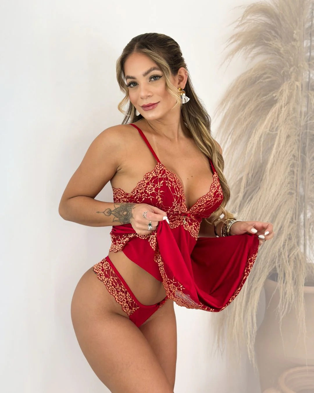 Conjunto Antéria - Camisola + Robe e Calcinha