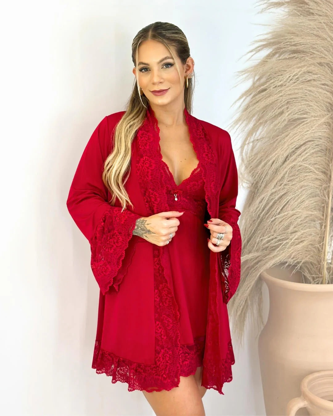 Conjunto Afrodite - Camisola + Robe e Calcinha