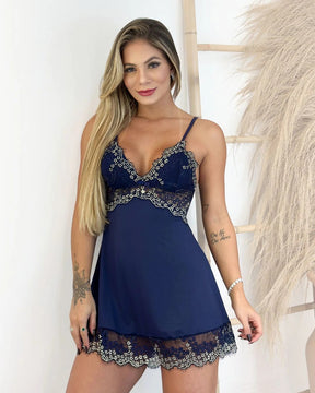 Conjunto Opium - Camisola + Robe e Calcinha